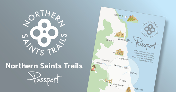 The Northern Saints Trail logo and an image of the actual passport